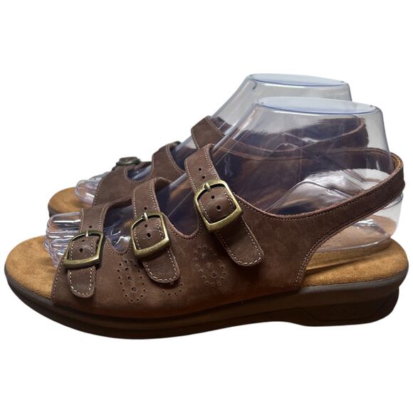 SAS Tri II Women's 7 Brown Suede Sandal Tripad Comfort Adjustable Shoe Strappy - Picture 2 of 12